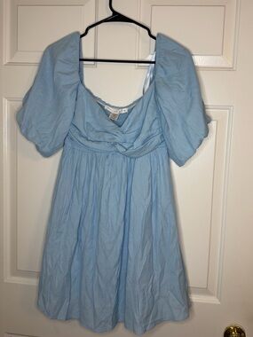 Altar'd State Sky Blue Smocked Square Neck Mini Dress XS